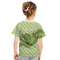 Omaomao Hawaii Cowboy Palaka Motifs Personalised Kid T Shirt Paniolo Festival Puakenikeni Lei LT14 - Polynesian Pride