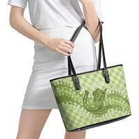 Omaomao Hawaii Cowboy Palaka Motifs Personalised Leather Tote Bag Paniolo Festival Puakenikeni Lei LT14 - Polynesian Pride