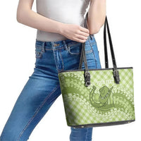 Omaomao Hawaii Cowboy Palaka Motifs Personalised Leather Tote Bag Paniolo Festival Puakenikeni Lei LT14 - Polynesian Pride
