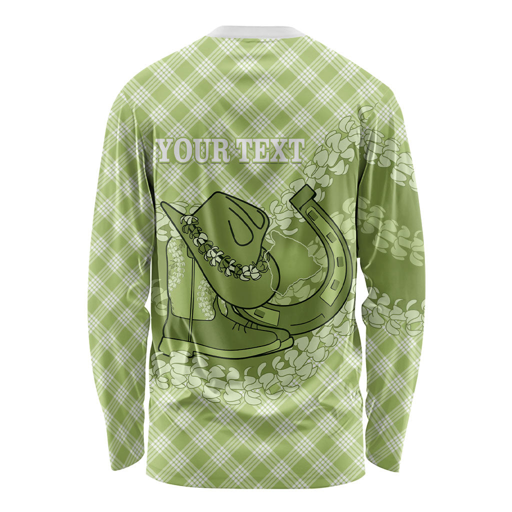 Omaomao Hawaii Cowboy Palaka Motifs Personalised Long Sleeve Shirt Paniolo Festival Puakenikeni Lei LT14 - Polynesian Pride