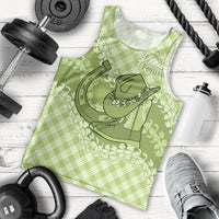 Omaomao Hawaii Cowboy Palaka Motifs Personalised Men Tank Top Paniolo Festival Puakenikeni Lei LT14 - Polynesian Pride