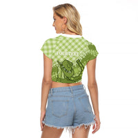 Omaomao Hawaii Cowboy Palaka Motifs Personalised Raglan Cropped T Shirt Paniolo Festival Puakenikeni Lei LT14 - Polynesian Pride
