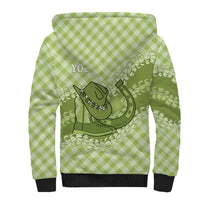 Omaomao Hawaii Cowboy Palaka Motifs Personalised Sherpa Hoodie Paniolo Festival Puakenikeni Lei