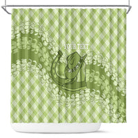 Omaomao Hawaii Cowboy Palaka Motifs Personalised Shower Curtain Paniolo Festival Puakenikeni Lei LT14 Green - Polynesian Pride