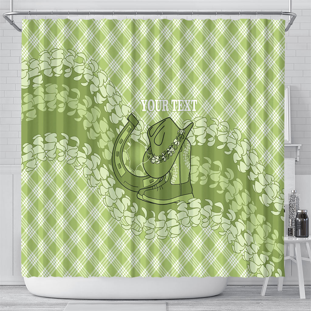 Omaomao Hawaii Cowboy Palaka Motifs Personalised Shower Curtain Paniolo Festival Puakenikeni Lei LT14 - Polynesian Pride