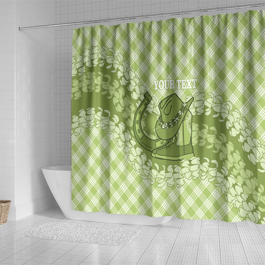 Omaomao Hawaii Cowboy Palaka Motifs Personalised Shower Curtain Paniolo Festival Puakenikeni Lei LT14 - Polynesian Pride