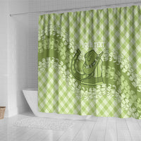 Omaomao Hawaii Cowboy Palaka Motifs Personalised Shower Curtain Paniolo Festival Puakenikeni Lei LT14 - Polynesian Pride
