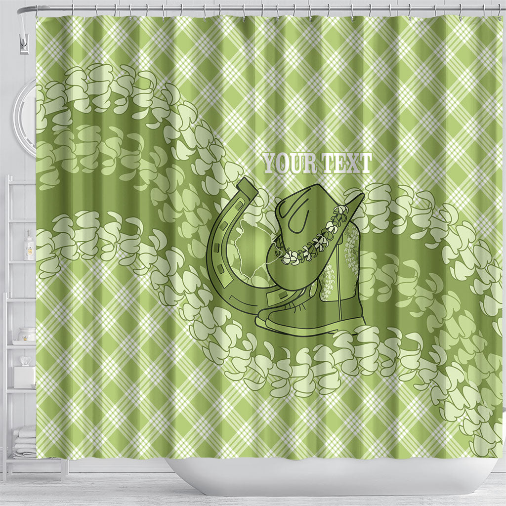 Omaomao Hawaii Cowboy Palaka Motifs Personalised Shower Curtain Paniolo Festival Puakenikeni Lei LT14 - Polynesian Pride