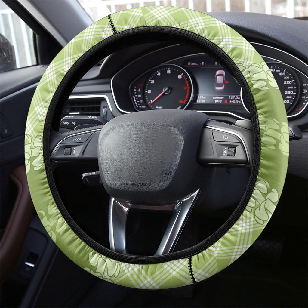 Omaomao Hawaii Cowboy Palaka Motifs Steering Wheel Cover Paniolo Festival Puakenikeni Lei LT14 - Polynesian Pride
