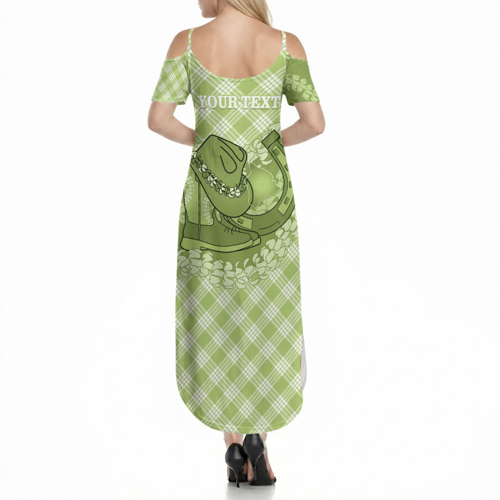 Omaomao Hawaii Cowboy Palaka Motifs Personalised Summer Maxi Dress Paniolo Festival Puakenikeni Lei LT14 - Polynesian Pride
