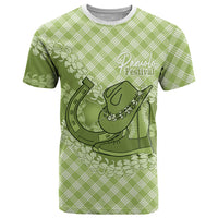 Omaomao Hawaii Cowboy Palaka Motifs Personalised T Shirt Paniolo Festival Puakenikeni Lei LT14 Green - Polynesian Pride