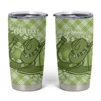 Omaomao Hawaii Cowboy Palaka Motifs Personalised Tumbler Cup Paniolo Festival Puakenikeni Lei LT14 Green - Polynesian Pride