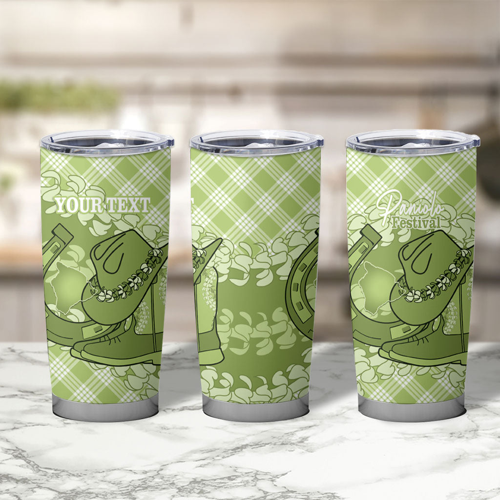 Omaomao Hawaii Cowboy Palaka Motifs Personalised Tumbler Cup Paniolo Festival Puakenikeni Lei LT14 - Polynesian Pride