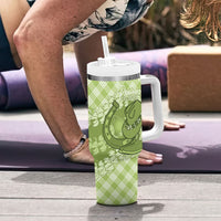 Omaomao Hawaii Cowboy Palaka Motifs Personalised Tumbler With Handle Paniolo Festival Puakenikeni Lei LT14 - Polynesian Pride
