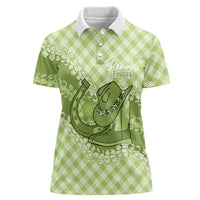Omaomao Hawaii Cowboy Palaka Motifs Personalised Women Polo Shirt Paniolo Festival Puakenikeni Lei LT14 Female Green - Polynesian Pride