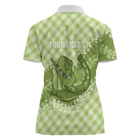 Omaomao Hawaii Cowboy Palaka Motifs Personalised Women Polo Shirt Paniolo Festival Puakenikeni Lei LT14 - Polynesian Pride