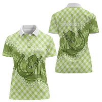 Omaomao Hawaii Cowboy Palaka Motifs Personalised Women Polo Shirt Paniolo Festival Puakenikeni Lei LT14 - Polynesian Pride