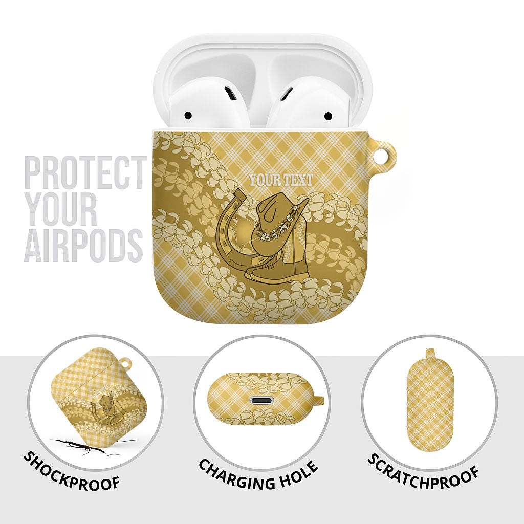 Melemele Hawaii Cowboy Palaka Motifs Personalised AirPods Case Paniolo Festival Puakenikeni Lei LT14 - Polynesian Pride