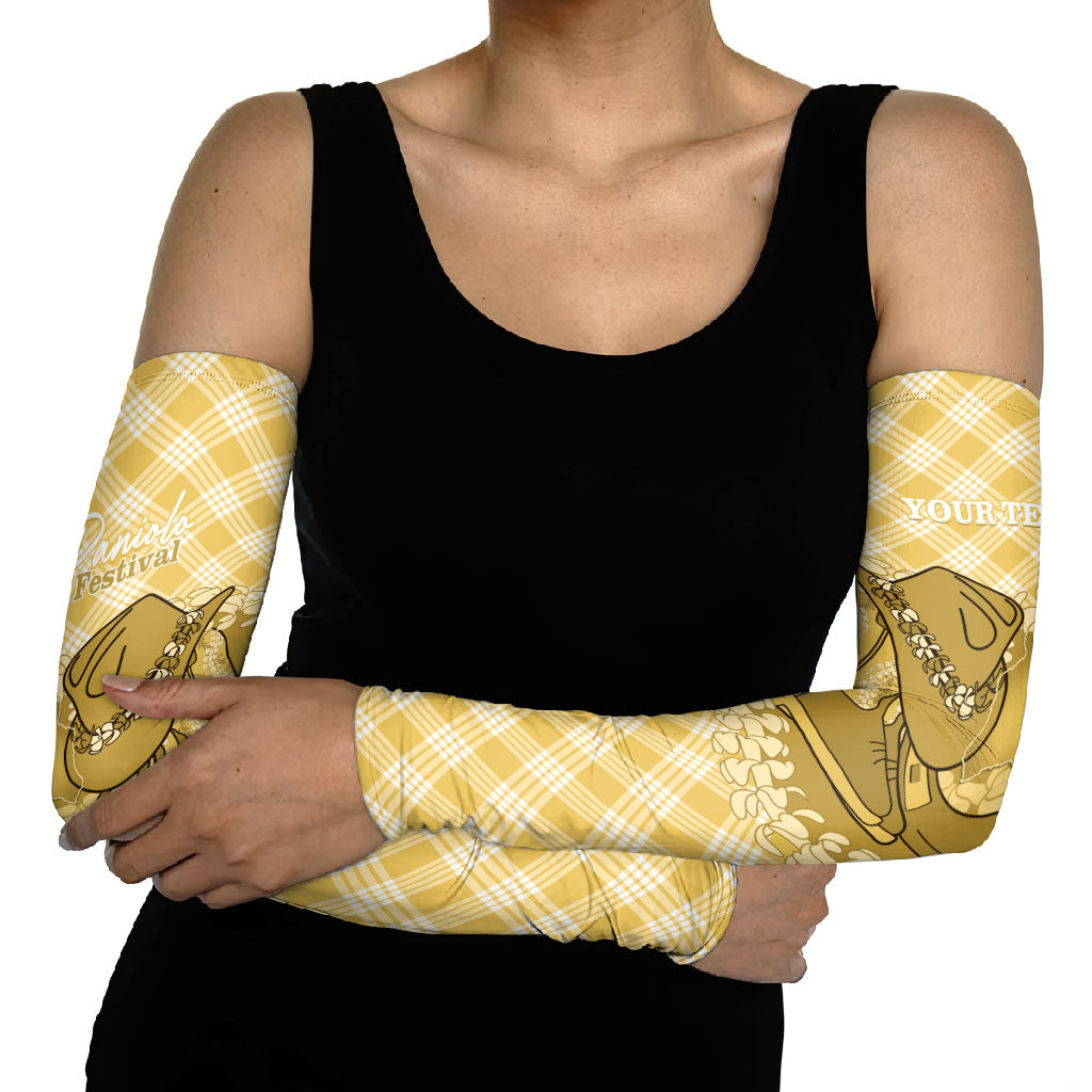 Melemele Hawaii Cowboy Palaka Motifs Personalised Arm Sleeves Paniolo Festival Puakenikeni Lei LT14 - Polynesian Pride