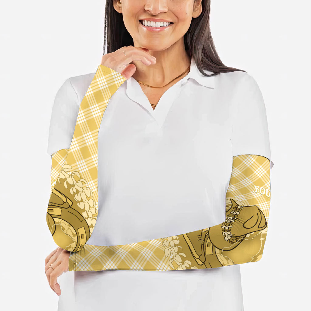 Melemele Hawaii Cowboy Palaka Motifs Personalised Arm Sleeves Paniolo Festival Puakenikeni Lei LT14 - Polynesian Pride