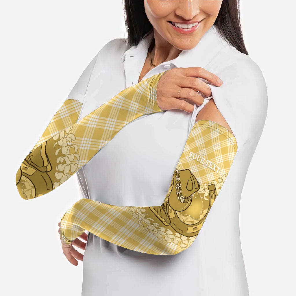 Melemele Hawaii Cowboy Palaka Motifs Personalised Arm Sleeves Paniolo Festival Puakenikeni Lei LT14 - Polynesian Pride