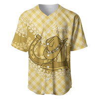 Melemele Hawaii Cowboy Palaka Motifs Personalised Baseball Jersey Paniolo Festival Puakenikeni Lei