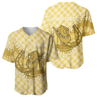 Melemele Hawaii Cowboy Palaka Motifs Personalised Baseball Jersey Paniolo Festival Puakenikeni Lei