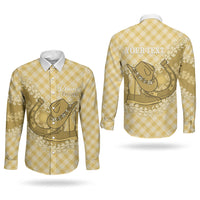 Melemele Hawaii Cowboy Palaka Motifs Personalised Couples Matching Tank Maxi Dress and Long Sleeve Button Shirt Paniolo Festival Puakenikeni Lei LT14 - Polynesian Pride