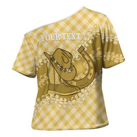 Melemele Hawaii Cowboy Palaka Motifs Personalised Cross Shoulder Shirt Paniolo Festival Puakenikeni Lei LT14 - Polynesian Pride