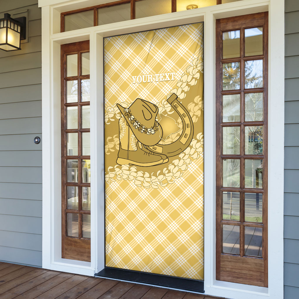 Melemele Hawaii Cowboy Palaka Motifs Personalised Door Cover Paniolo Festival Puakenikeni Lei LT14 - Polynesian Pride