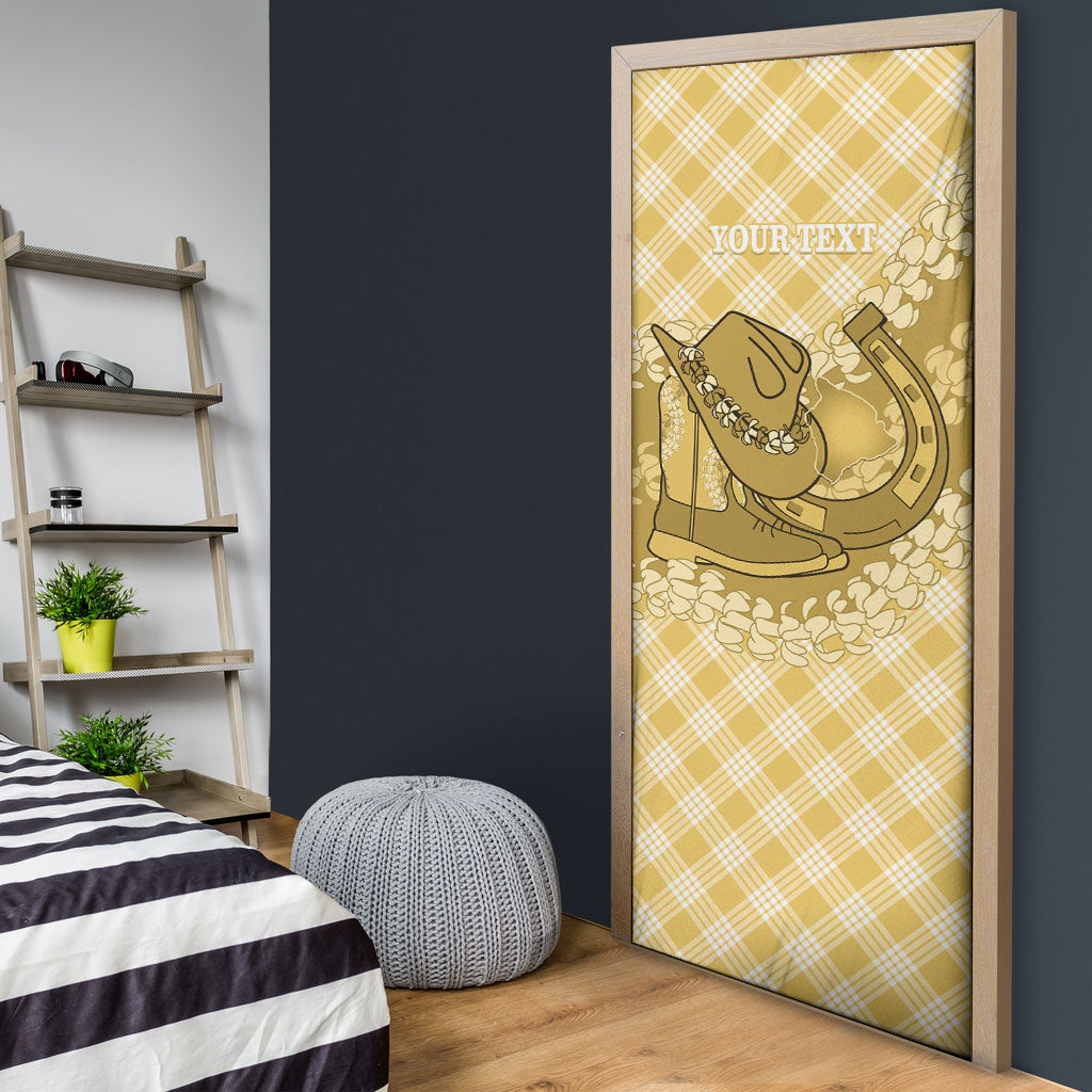 Melemele Hawaii Cowboy Palaka Motifs Personalised Door Cover Paniolo Festival Puakenikeni Lei LT14 - Polynesian Pride