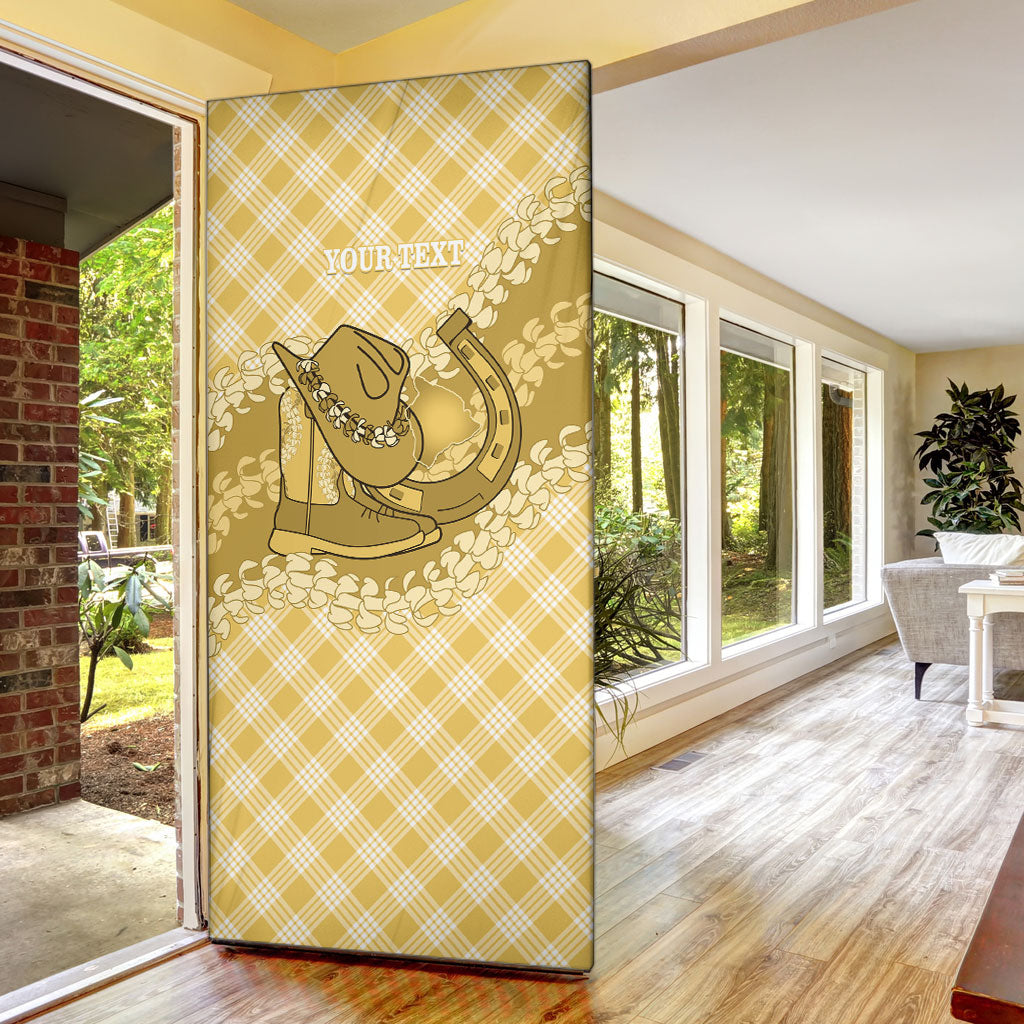 Melemele Hawaii Cowboy Palaka Motifs Personalised Door Cover Paniolo Festival Puakenikeni Lei LT14 - Polynesian Pride