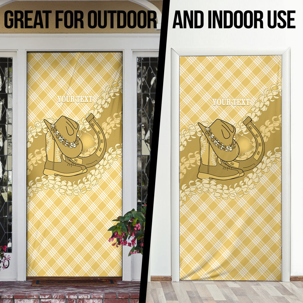 Melemele Hawaii Cowboy Palaka Motifs Personalised Door Cover Paniolo Festival Puakenikeni Lei LT14 - Polynesian Pride