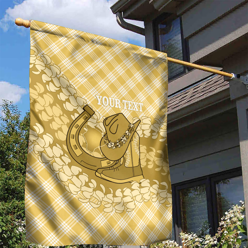 Melemele Hawaii Cowboy Palaka Motifs Personalised Garden Flag Paniolo Festival Puakenikeni Lei LT14 - Polynesian Pride