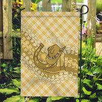 Melemele Hawaii Cowboy Palaka Motifs Personalised Garden Flag Paniolo Festival Puakenikeni Lei LT14 Garden Flag Yellow - Polynesian Pride