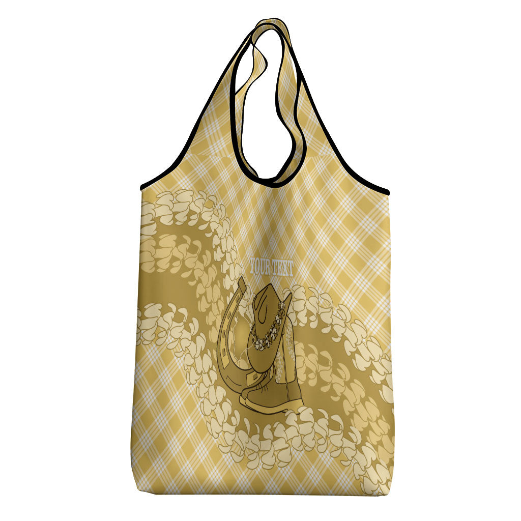 Melemele Hawaii Cowboy Palaka Motifs Personalised Grocery Bag Paniolo Festival Puakenikeni Lei LT14 - Polynesian Pride