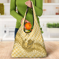 Melemele Hawaii Cowboy Palaka Motifs Personalised Grocery Bag Paniolo Festival Puakenikeni Lei LT14 - Polynesian Pride