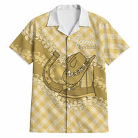 Melemele Hawaii Cowboy Palaka Motifs Personalised Hawaiian Shirt Paniolo Festival Puakenikeni Lei LT14 Yellow - Polynesian Pride