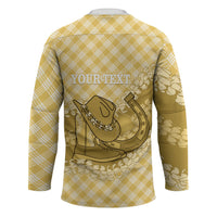 Melemele Hawaii Cowboy Palaka Motifs Personalised Hockey Jersey Paniolo Festival Puakenikeni Lei LT14 - Polynesian Pride