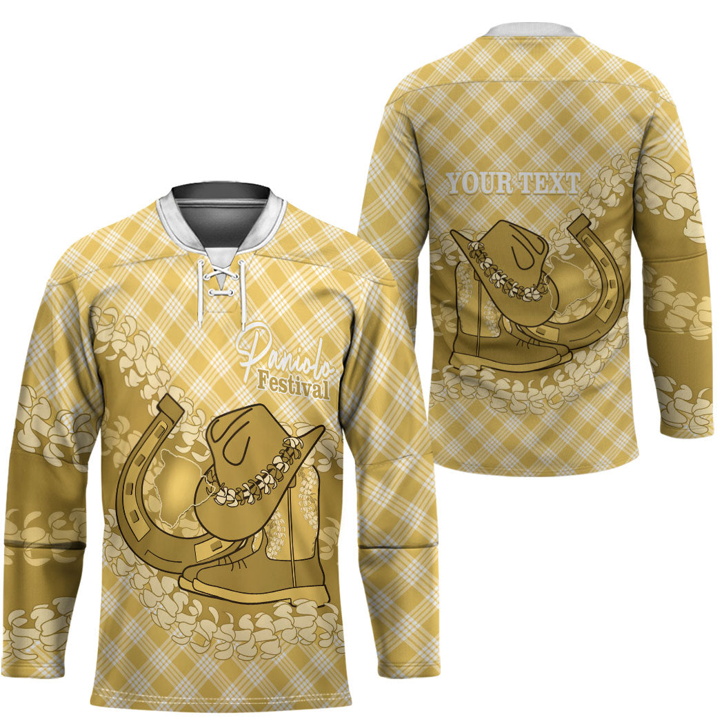 Melemele Hawaii Cowboy Palaka Motifs Personalised Hockey Jersey Paniolo Festival Puakenikeni Lei LT14 - Polynesian Pride