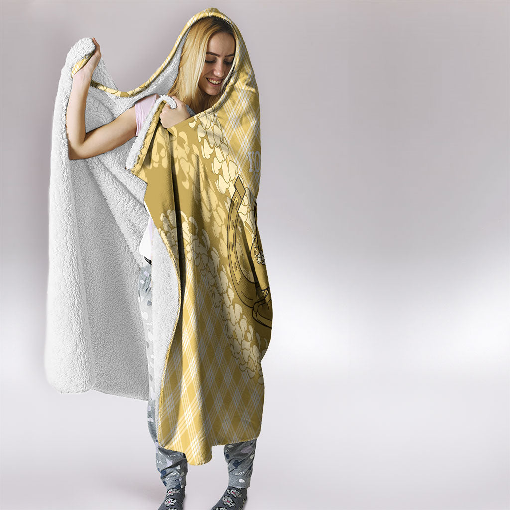 Melemele Hawaii Cowboy Palaka Motifs Personalised Hooded Blanket Paniolo Festival Puakenikeni Lei LT14 - Polynesian Pride