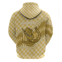 Melemele Hawaii Cowboy Palaka Motifs Personalised Hoodie Paniolo Festival Puakenikeni Lei LT14 - Polynesian Pride