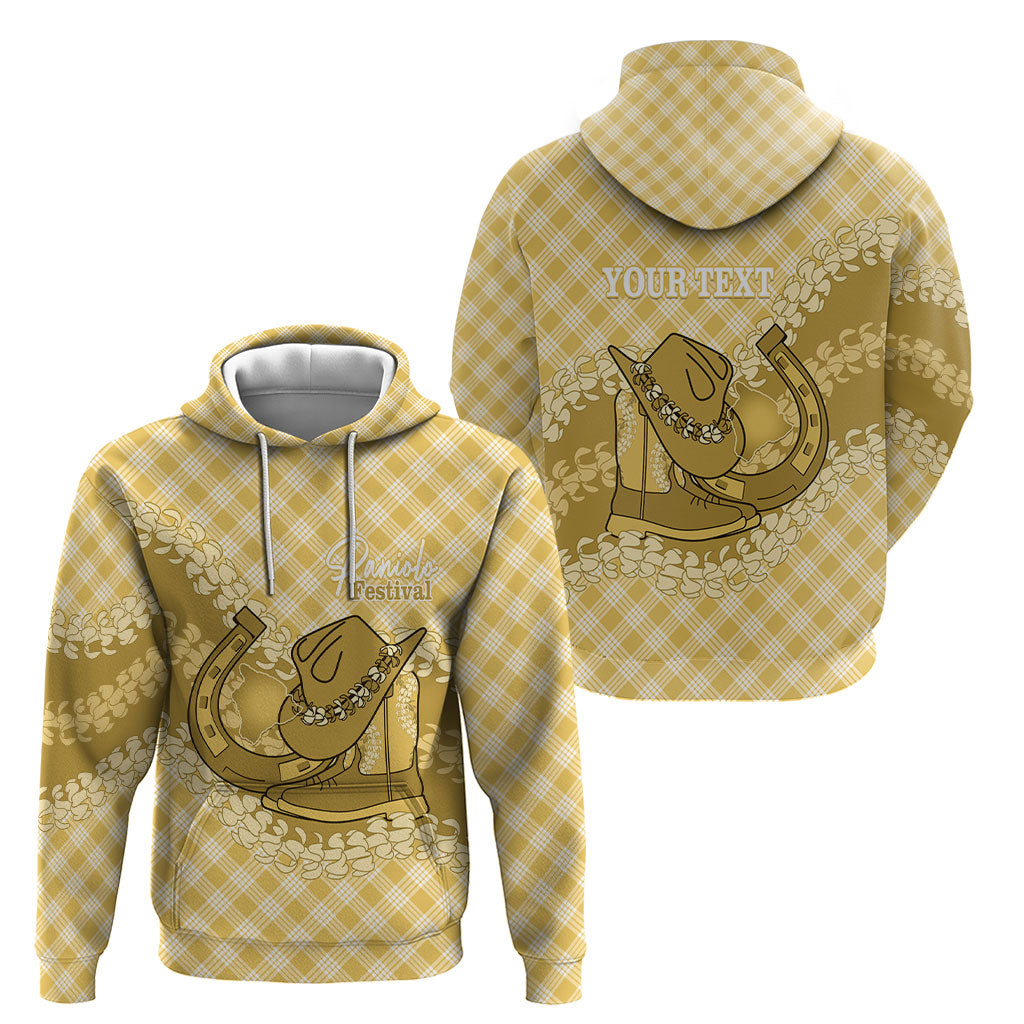 Melemele Hawaii Cowboy Palaka Motifs Personalised Hoodie Paniolo Festival Puakenikeni Lei LT14 - Polynesian Pride