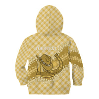 Melemele Hawaii Cowboy Palaka Motifs Personalised Kid Hoodie Paniolo Festival Puakenikeni Lei LT14 - Polynesian Pride