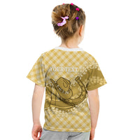 Melemele Hawaii Cowboy Palaka Motifs Personalised Kid T Shirt Paniolo Festival Puakenikeni Lei LT14 - Polynesian Pride