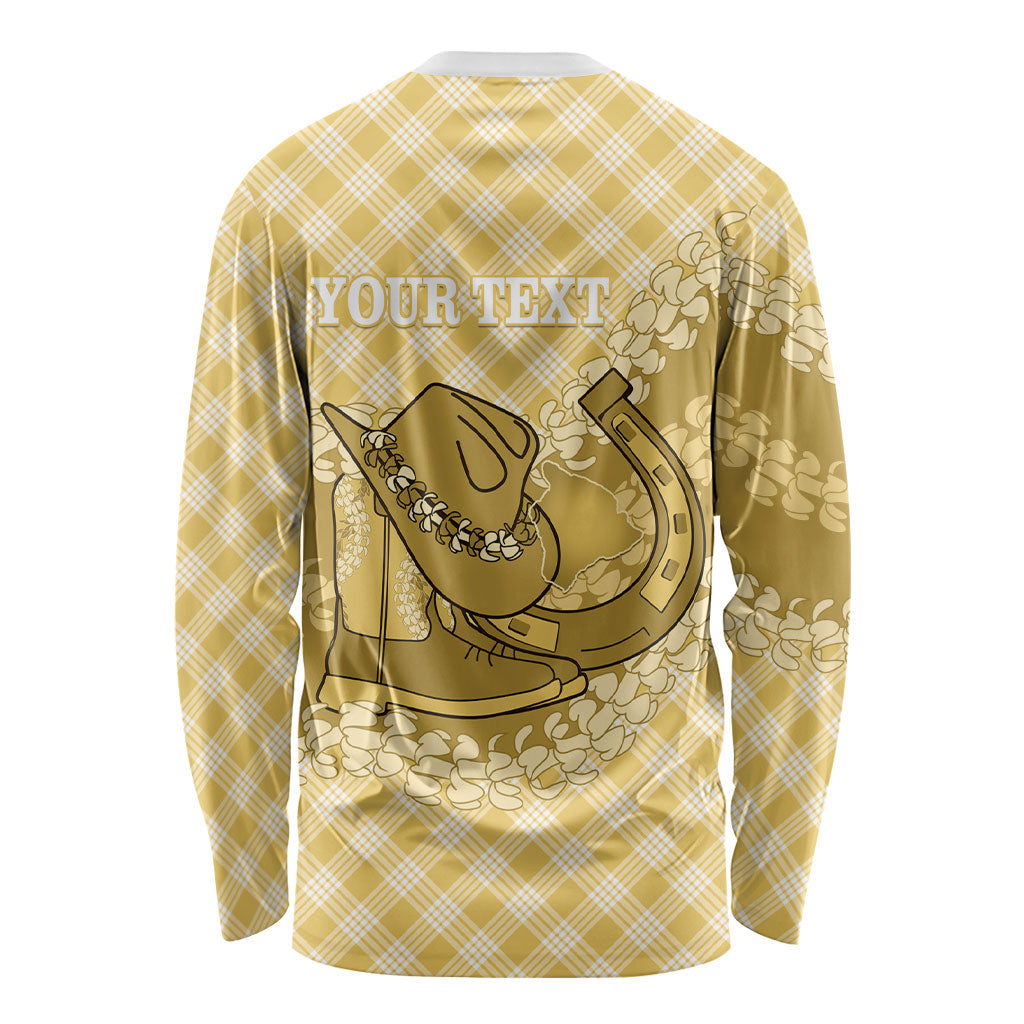 Melemele Hawaii Cowboy Palaka Motifs Personalised Long Sleeve Shirt Paniolo Festival Puakenikeni Lei LT14 - Polynesian Pride