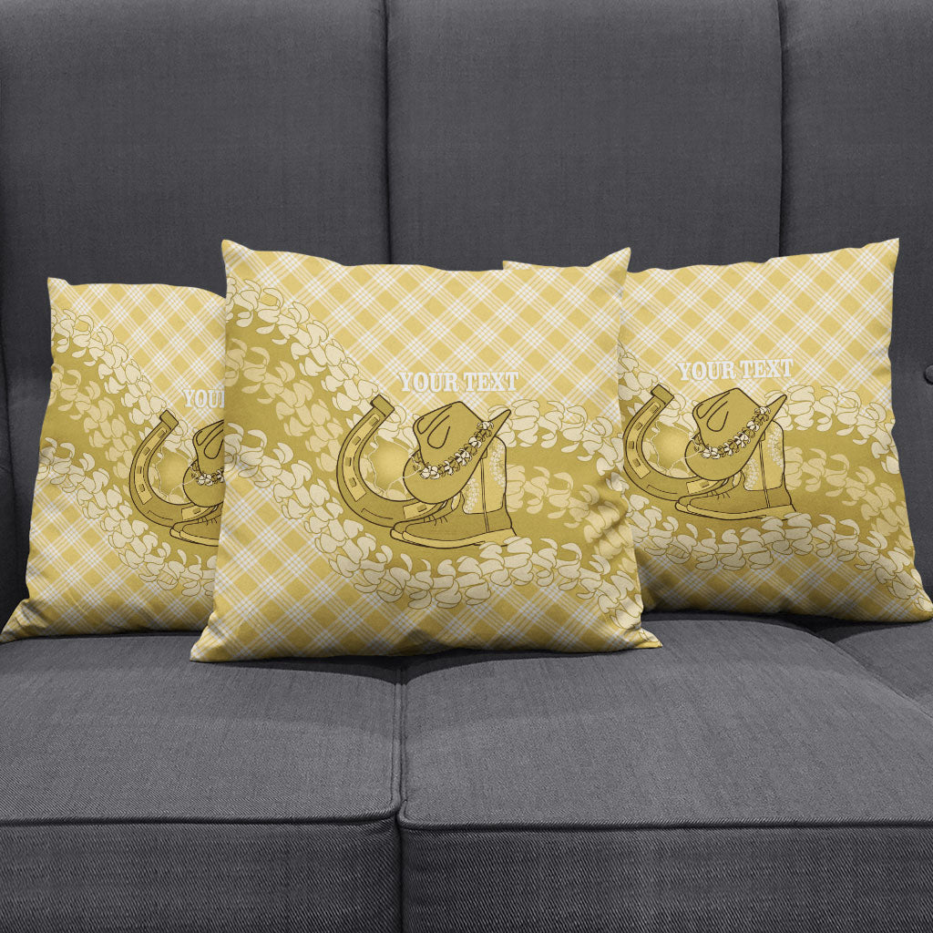 Melemele Hawaii Cowboy Palaka Motifs Personalised Pillow Cover Paniolo Festival Puakenikeni Lei LT14 - Polynesian Pride