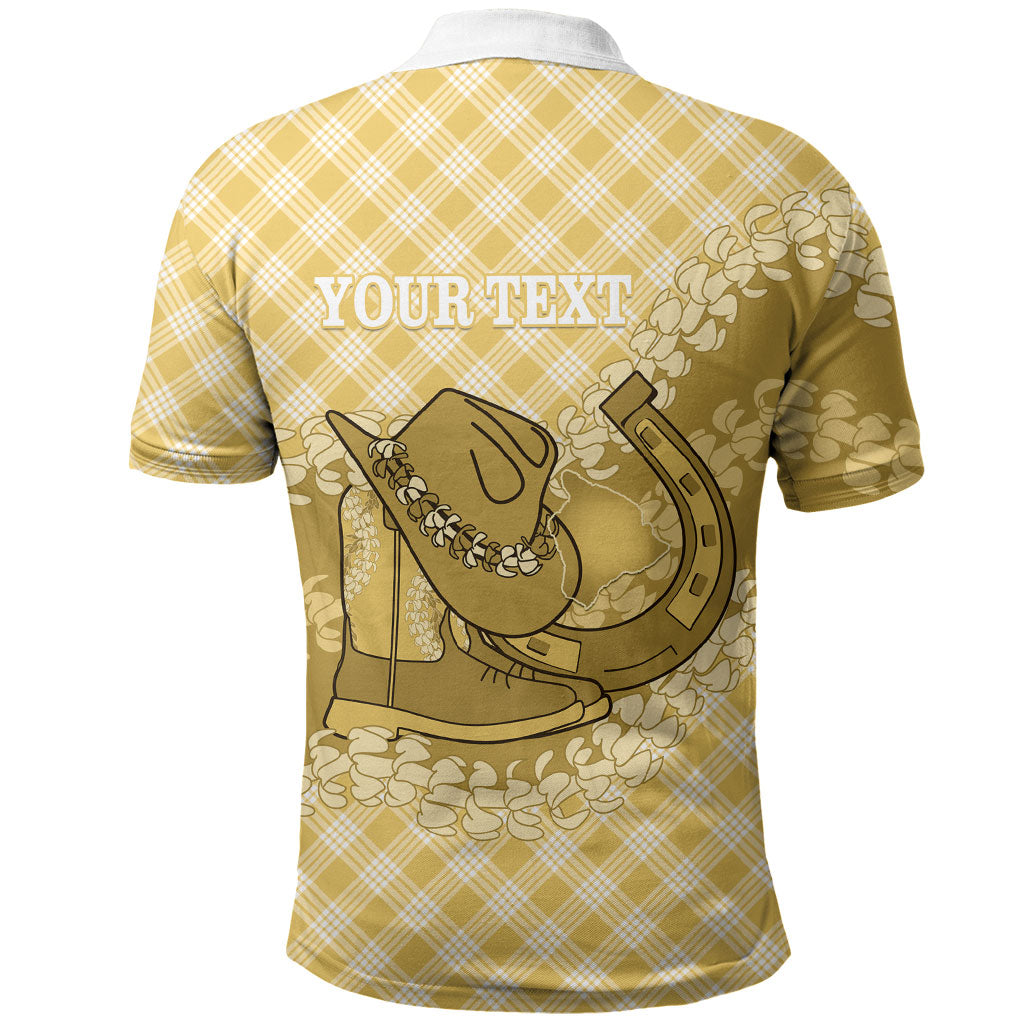 Melemele Hawaii Cowboy Palaka Motifs Personalised Polo Shirt Paniolo Festival Puakenikeni Lei LT14 - Polynesian Pride