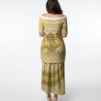 Melemele Hawaii Cowboy Palaka Motifs Personalised Puletasi Paniolo Festival Puakenikeni Lei LT14 - Polynesian Pride