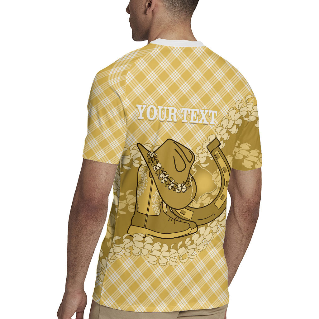 Melemele Hawaii Cowboy Palaka Motifs Personalised Rugby Jersey Paniolo Festival Puakenikeni Lei LT14 - Polynesian Pride